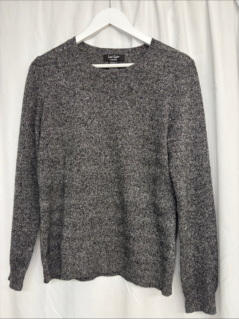 Lord & Taylor Gray Marled Cashmere Crewneck Sweater Size Medium
